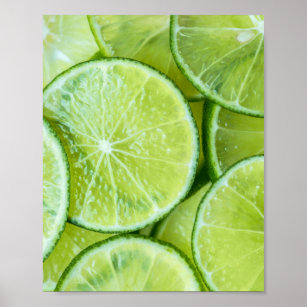 Healthy Organic Lime Fruit Realistic Pattern Bac Poster