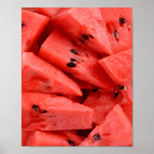Healthy Organic watermelon Fruit Realistic Pattern Poster
