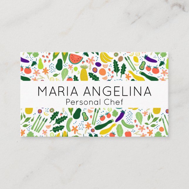 Healthy Personal Chef Nutritionist Modern Veggies  Business Card (Front)