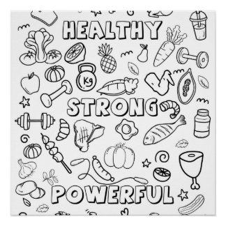 Healthy Strong and Power Colouring Poster