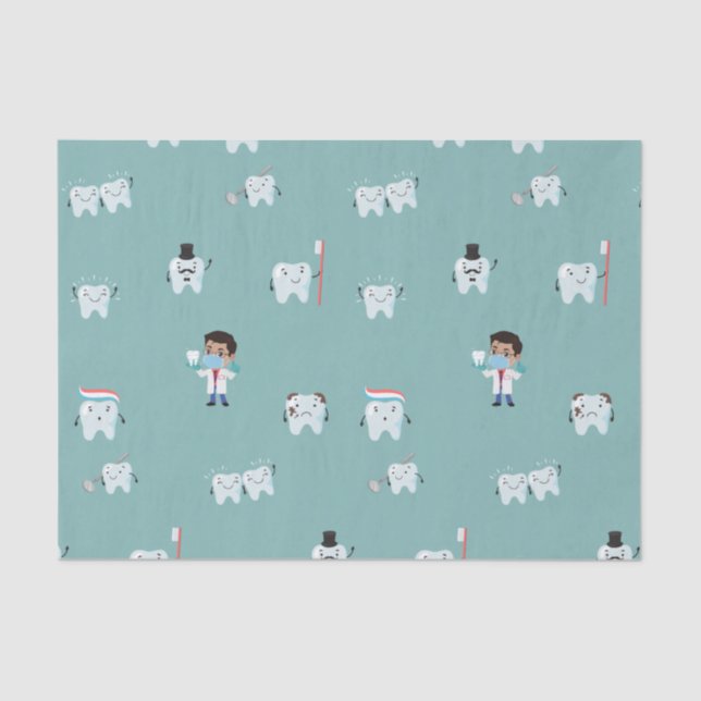 Healthy Teeth, Dentist and Dental Themed  Tissue Paper (Front)