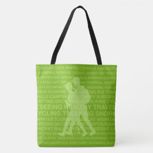 Healthy Trekking Lime Green Words Beach Bag