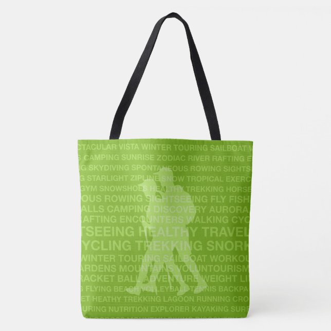 Healthy Trekking Lime Green Words Beach Bag (Front)