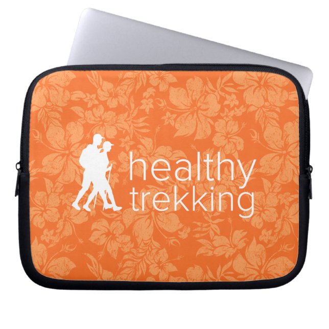 Healthy Trekking Orange Hibiscus Logo Wet Suit Laptop Sleeve (Front)