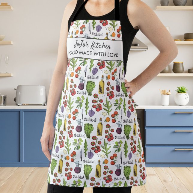 Healthy Vegetables Salad Custom Name's Kitchen Apron (Creator Uploaded)