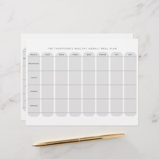 Healthy Weekly Meal Plan Template Double Sided Letterhead (Front/Back In Situ)