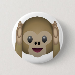 Hear No Evil Monkey Emoji 2 Inch Round Button