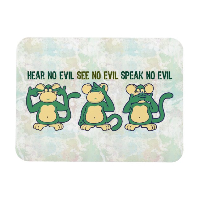 Hear No Evil Monkeys Greens Magnet (Horizontal)