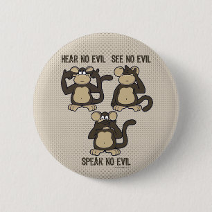 Hear No Evil Monkeys - New 2 Inch Round Button