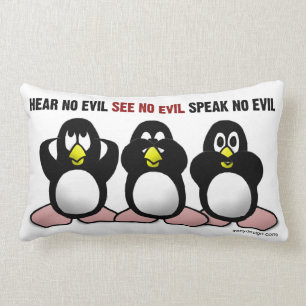 Hear No Evil, See No Evil, Speak No Evil Lumbar Pillow