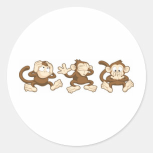 hear no evil, see no evil, speak no evil monkeys classic round sticker