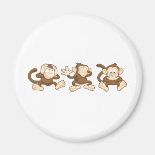 hear no evil, see no evil, speak no evil monkeys magnet