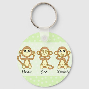 Hear No See No Speak No Evil - Cute Baby Monkeys Keychain