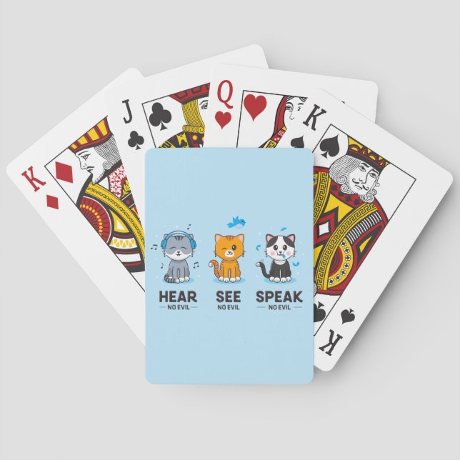 Hear See Speak No Evil Cats Playing Cards (Back)