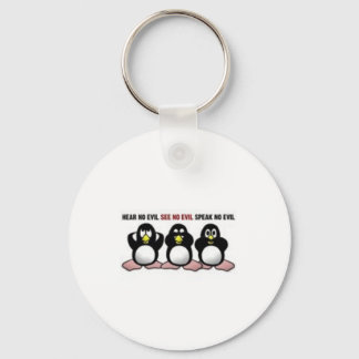 Hear See Speak No Evil Penguins Keychain