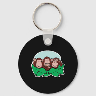 hear speak see no evil monkeys keychain