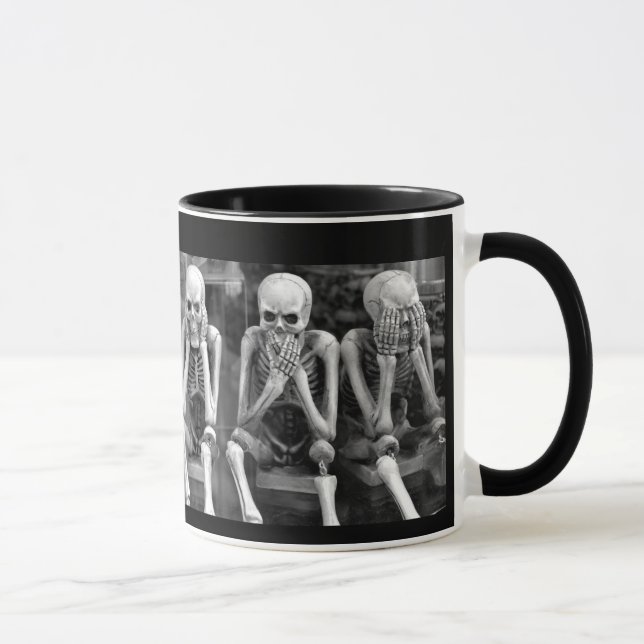 Hear Speak See No Evil Skeletons Mug (Right)