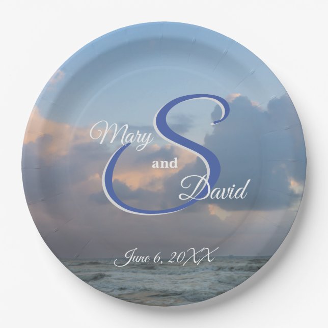 Hear The Waves Wedding Paper Plate (Front)