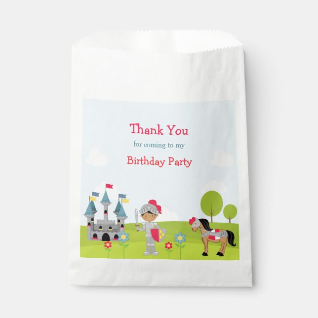 Hear Ye African American Knight Birthday Party Favour Bag (Front)