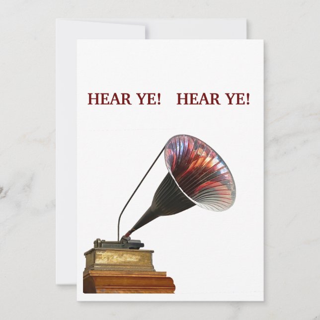 HEAR YE!  Blank personslize events wish days Invitation (Front)