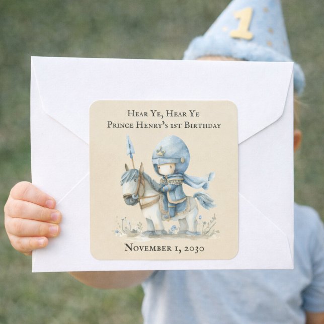 Hear Ye, Hear Ye Boy’s 1st Birthday Square Sticker (Creator Uploaded)