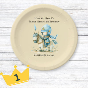 Hear Ye Medieval Knight Boy’s 1st Birthday Paper Plate