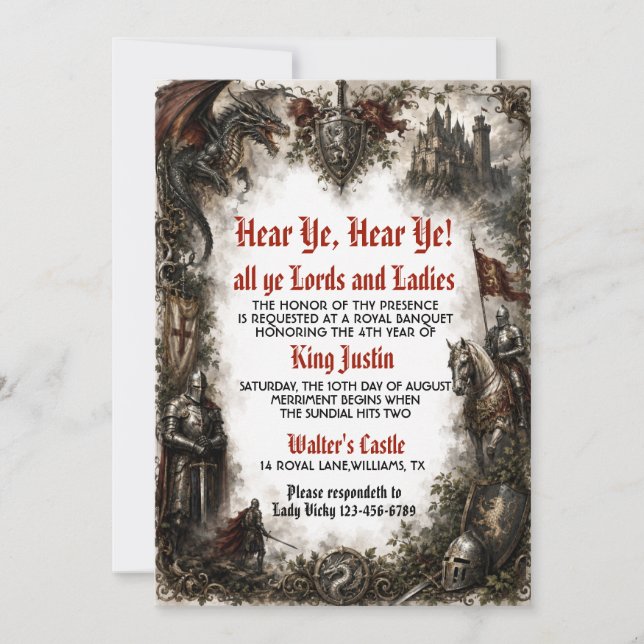 Hear Ye Medieval Renaissance Fair Castle Invitation (Front)