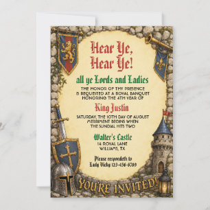 Hear Ye Medieval Renaissance Royal Birthday Invitation
