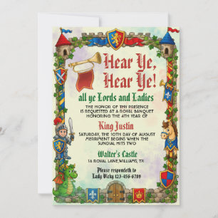 Hear Ye Medieval Renaissance Royal Birthday Invitation