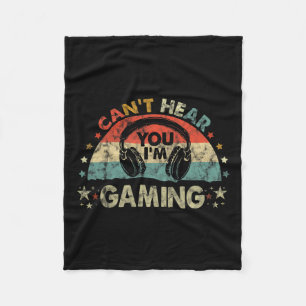 Hear You Im Gaming Funny Vintage Gamer Gift Headse Fleece Blanket