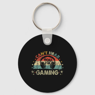 Hear You Im Gaming Funny Vintage Gamer Gift Headse Keychain