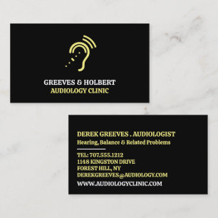 Hearing Aid Design, Audiologist, Audiology Clinic Business Card