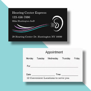 Hearing Aids And Audiology Appointment Business Card