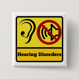 hearing disolder square yellow 2 inch square button