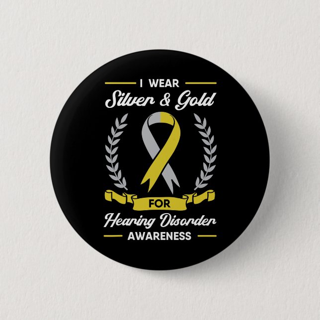 Hearing Disorder Awareness Deaf Aid Implant ASL  2 Inch Round Button (Front)