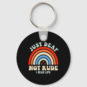 Hearing Impaired Deaf ASL Sign Language Just Deaf  Keychain