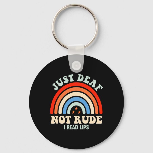 Hearing Impaired Deaf ASL Sign Language Just Deaf  Keychain (Front)