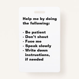 Hearing Impaired Support Badge