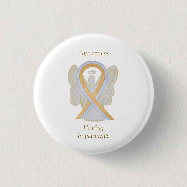 Hearing Impairments Awareness Ribbon Angel Pin (Front)