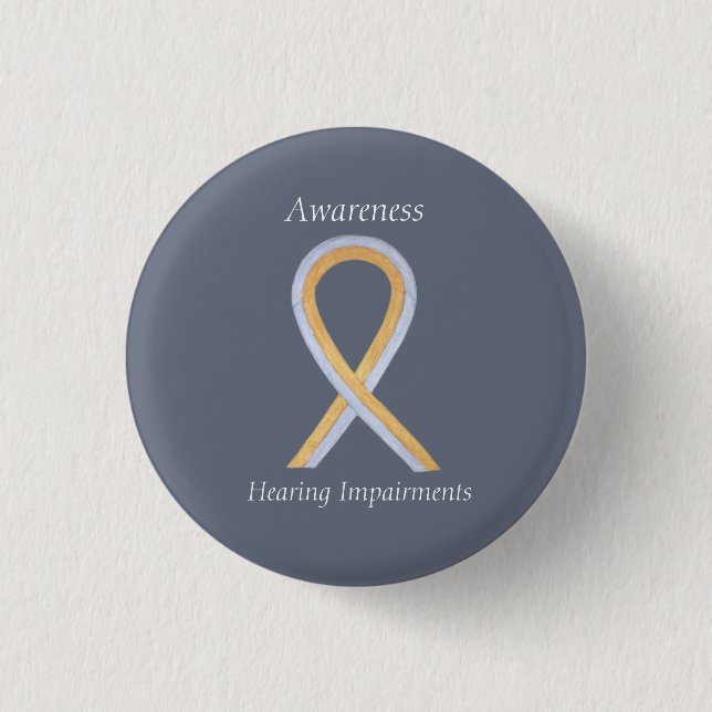 Hearing Impairments Awareness Ribbon Angel Pin (Front)