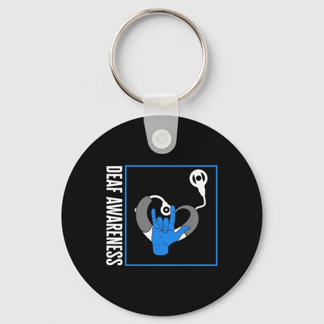 Hearing Loss Awareness Deaf Cochlear Implant ASL H Keychain (Front)