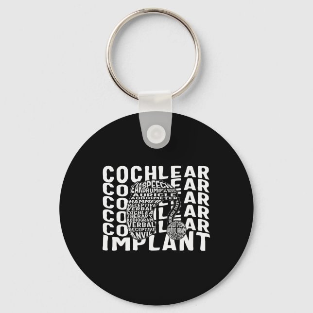 Hearing Loss Awareness Deaf Cochlear Implant ASL H Keychain (Front)