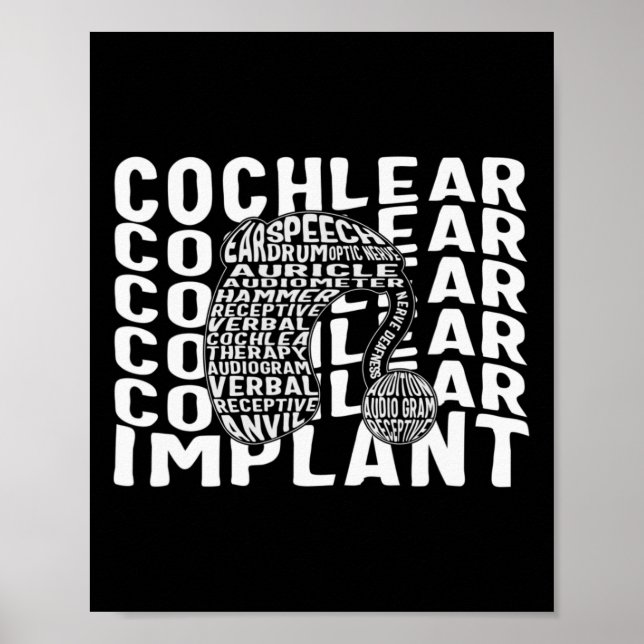 Hearing Loss Awareness Deaf Cochlear Implant ASL H Poster (Front)