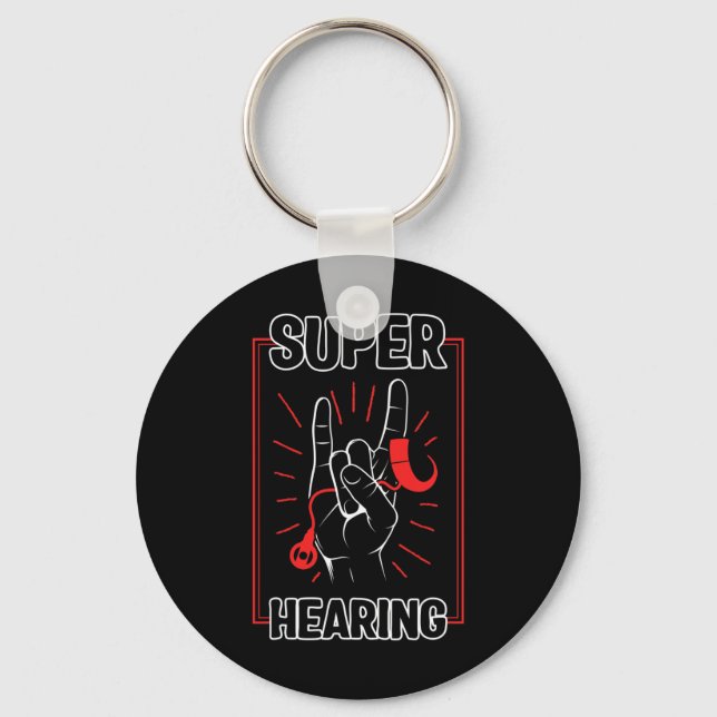 Hearing Loss Awareness Super Hearing Cochlear Impl Keychain (Front)