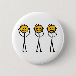Hearing, seeing and silent drawing. Three monkeys 2 Inch Round Button
