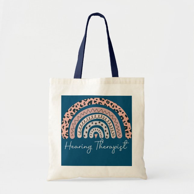 Hearing Therapist Leopard Rainbow Appreciation  Tote Bag (Front)