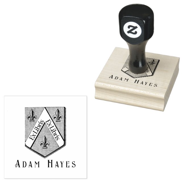 Hearldic Medieval Shield Ex Libris Rubber Stamp (Stamped)
