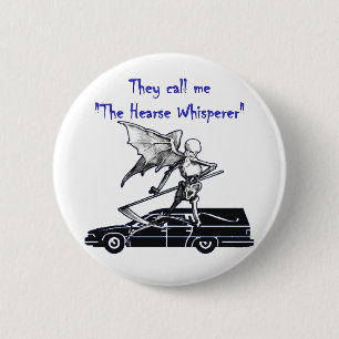 Hearse and Grim Reaper Skeleton Goth Humour 2 Inch Round Button
