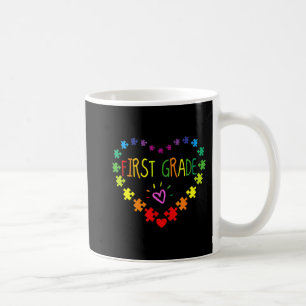 Heart 100th Day of 1st grade Teacher Autism Awaren Coffee Mug