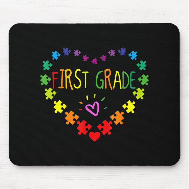 Heart 100th Day of 1st grade Teacher Autism Awaren Mouse Pad (Front)